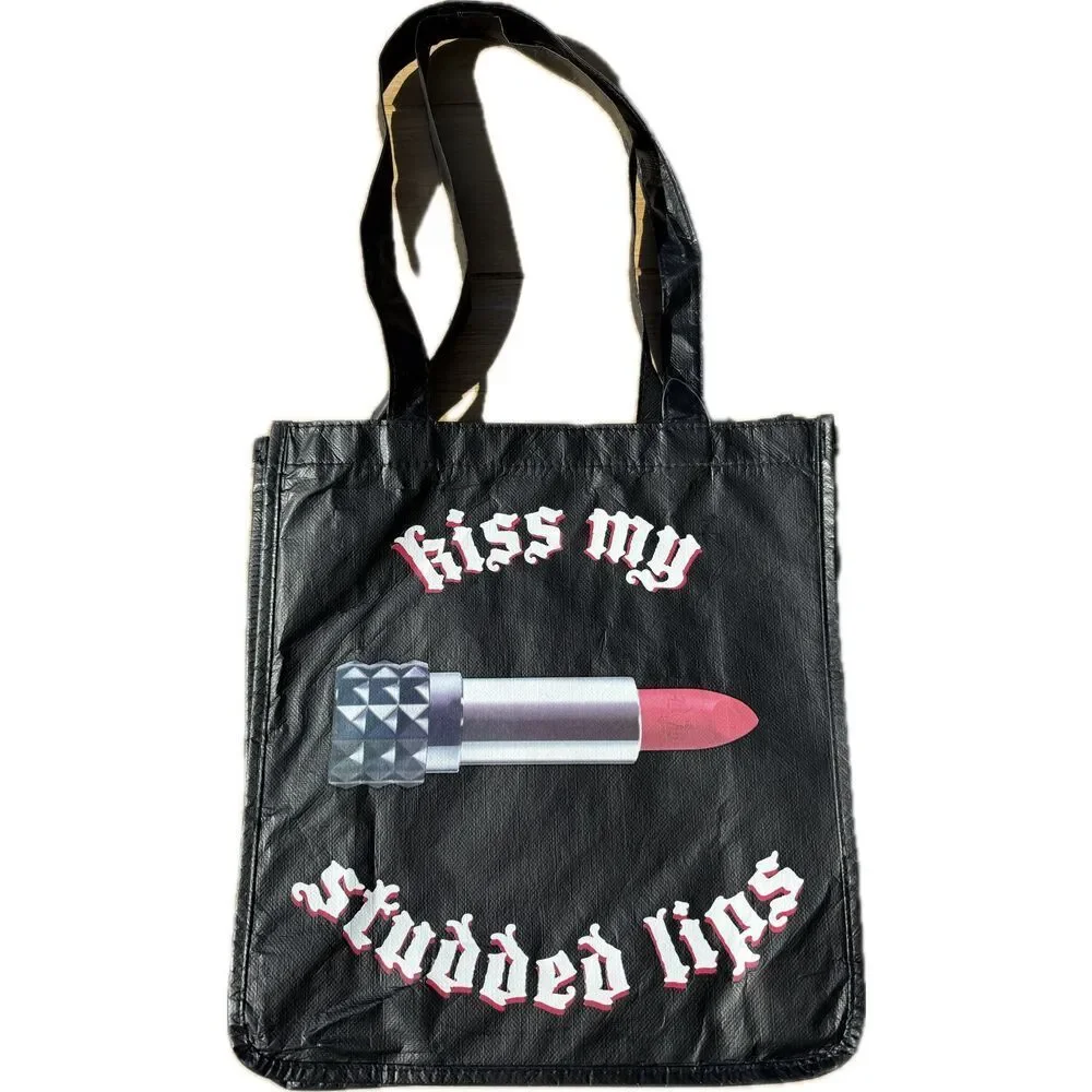 Kat Von D TOTE BAG 13 inch 'KISS MY STUDDED LIPS' Studded Kiss*RARE* NWOT